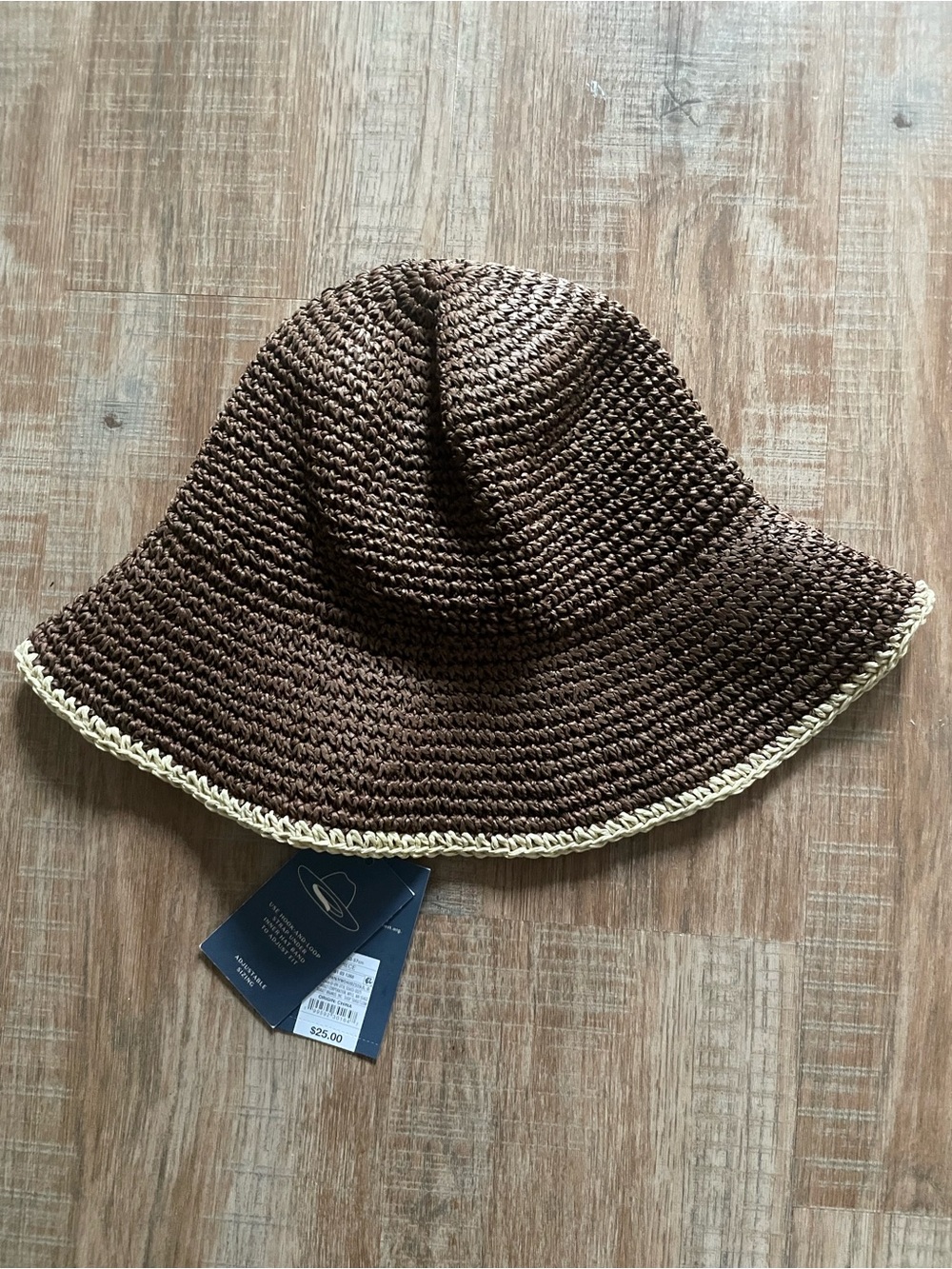 Universal Thread Brown Crochet Sun Hat with Cream Inner Tag